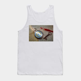 Beautiful Pocket Watch On Old Letters Tank Top